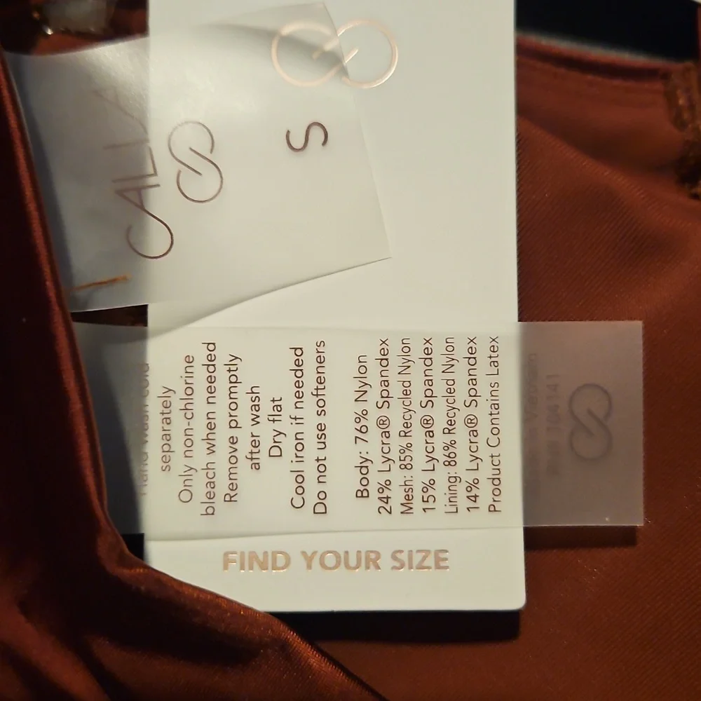 CALIA Scrunched Tie Back Bikini Top: Red Brown Shine: NEW WITH TAGS: SIZE XS_5